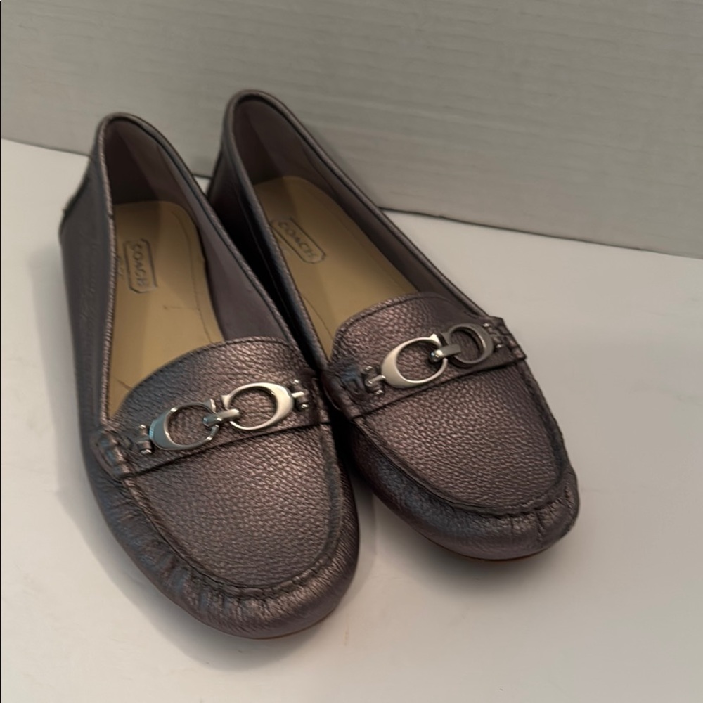 Coach Sz 7.5 Fortunata Silver Loafers
